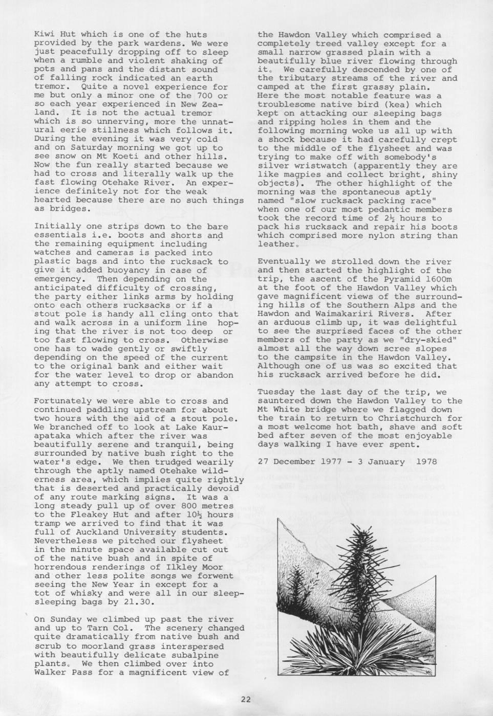 Scanned journal page 3 of 4: Tramping in Arthurs Pass National Park