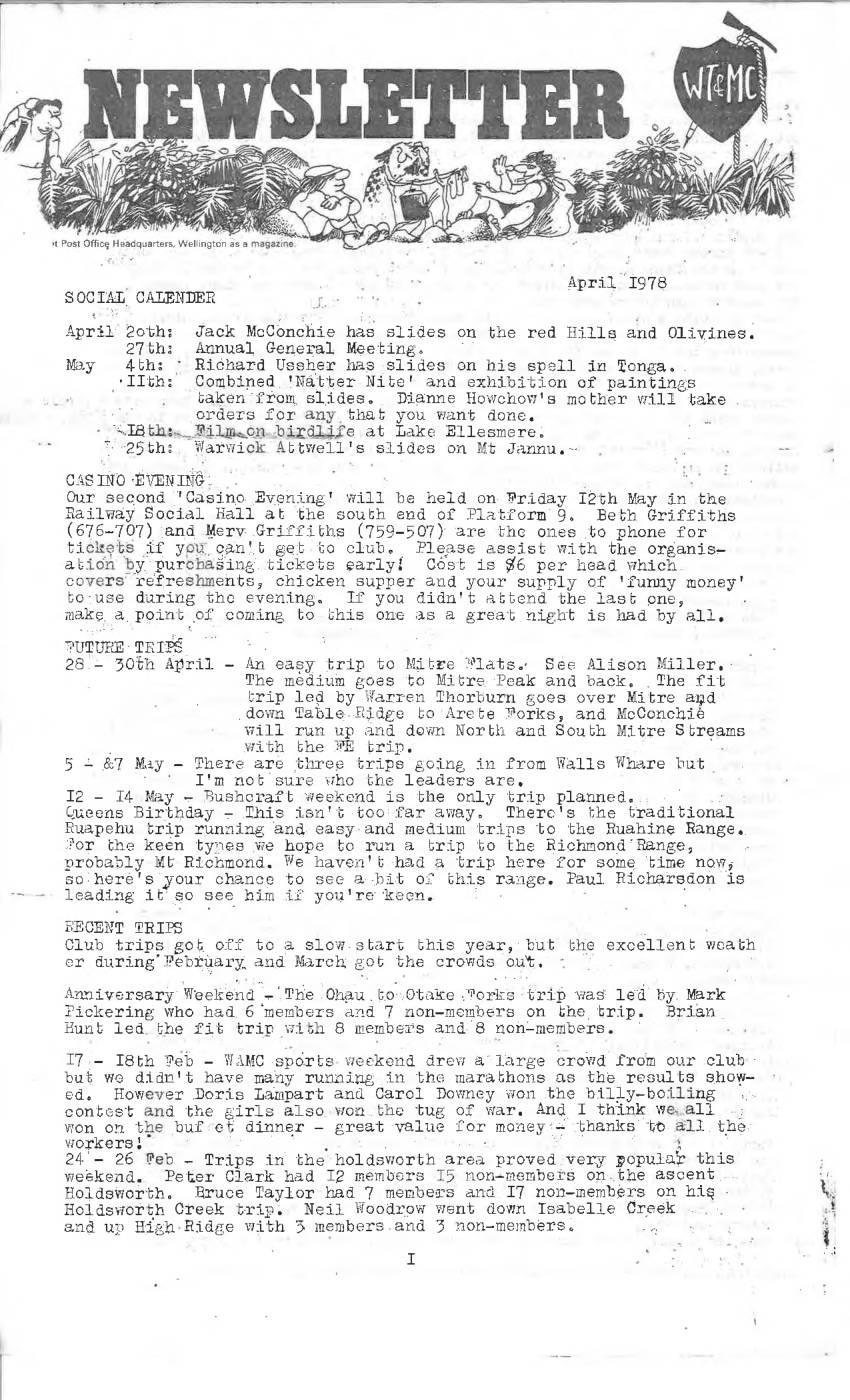 Scanned journal page 1 of 2: Recent Trips (January - March 1978)