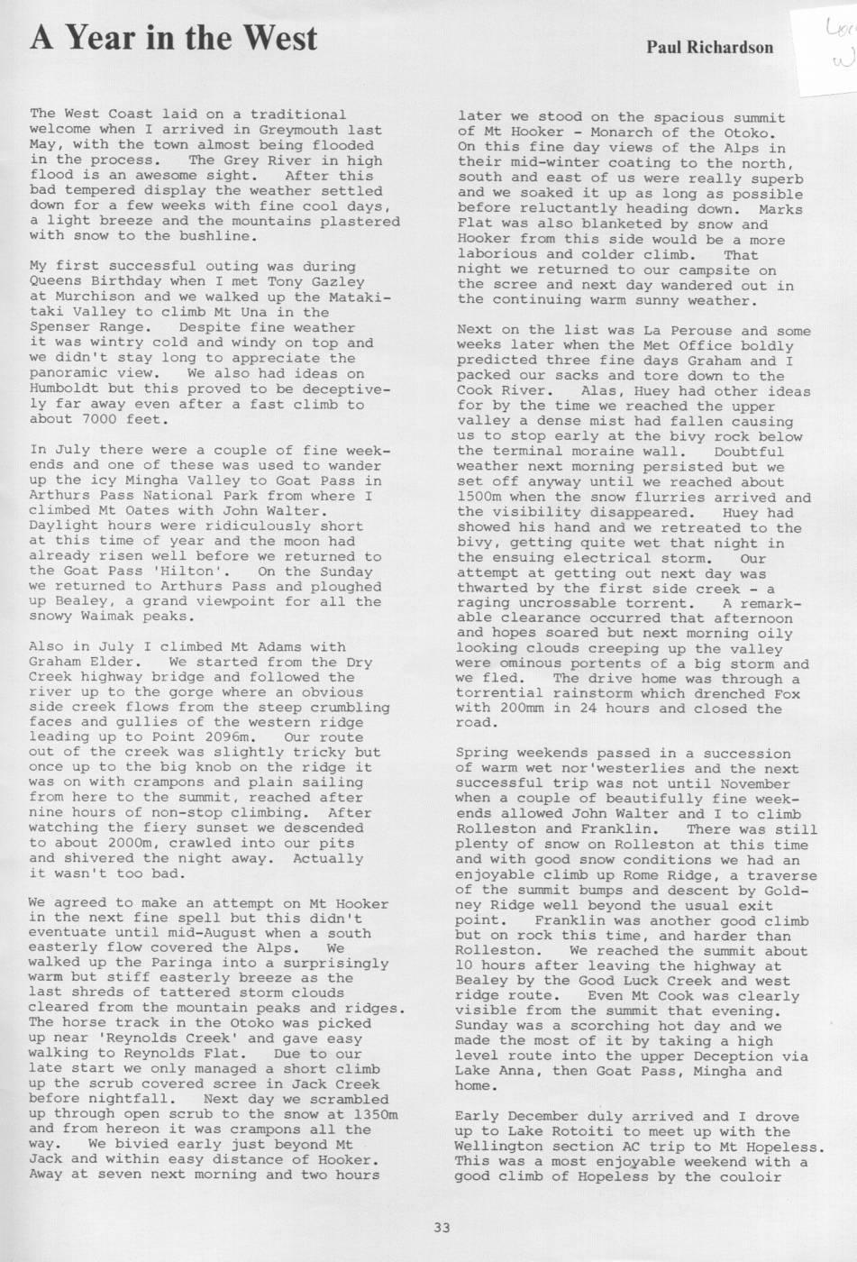 Scanned journal page 3 of 3: Easter 1980