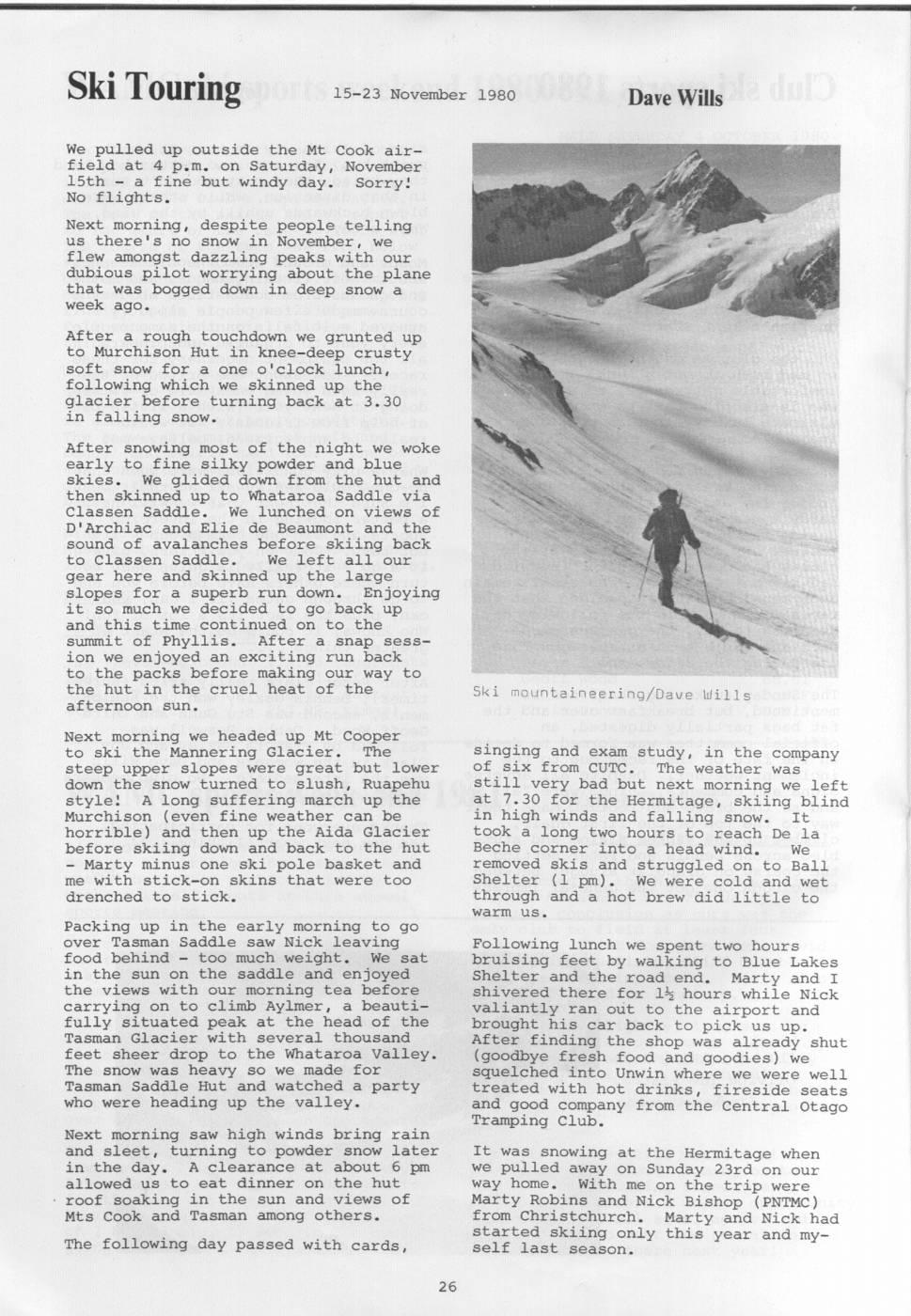 Scanned journal page 1 of 2: Ski Touring