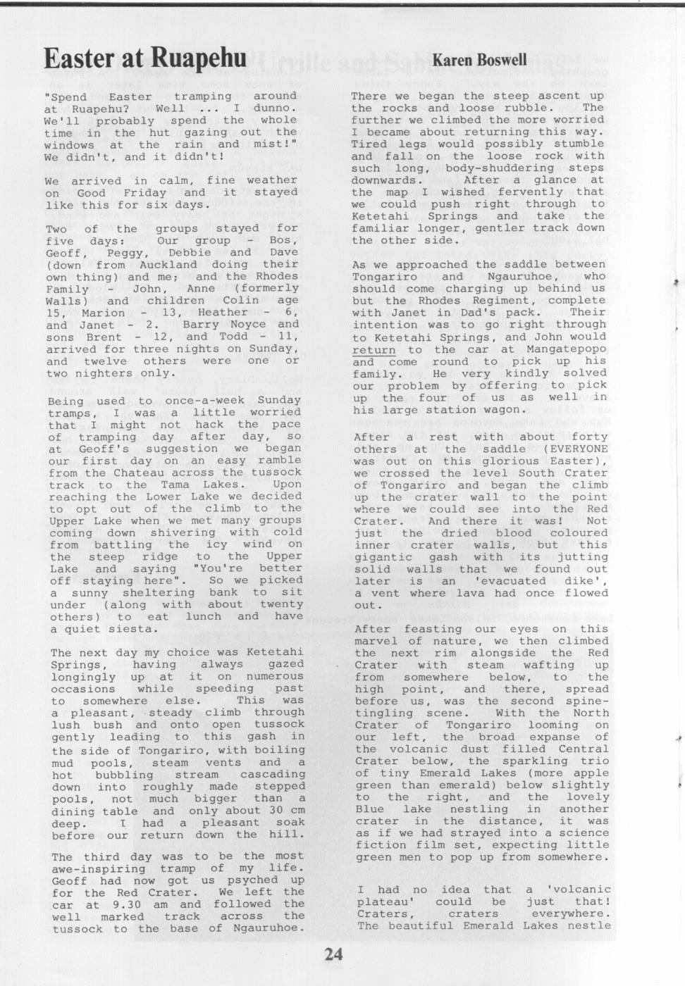 Scanned journal page 1 of 2: Easter at Ruapehu