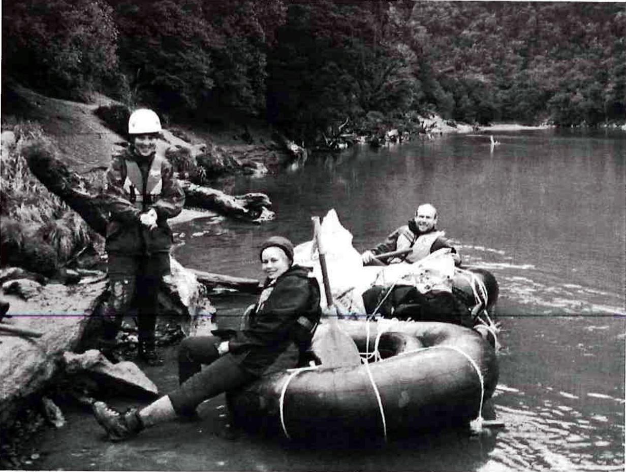 Stu, Lara and Lisa rafting on the Waiatoto
