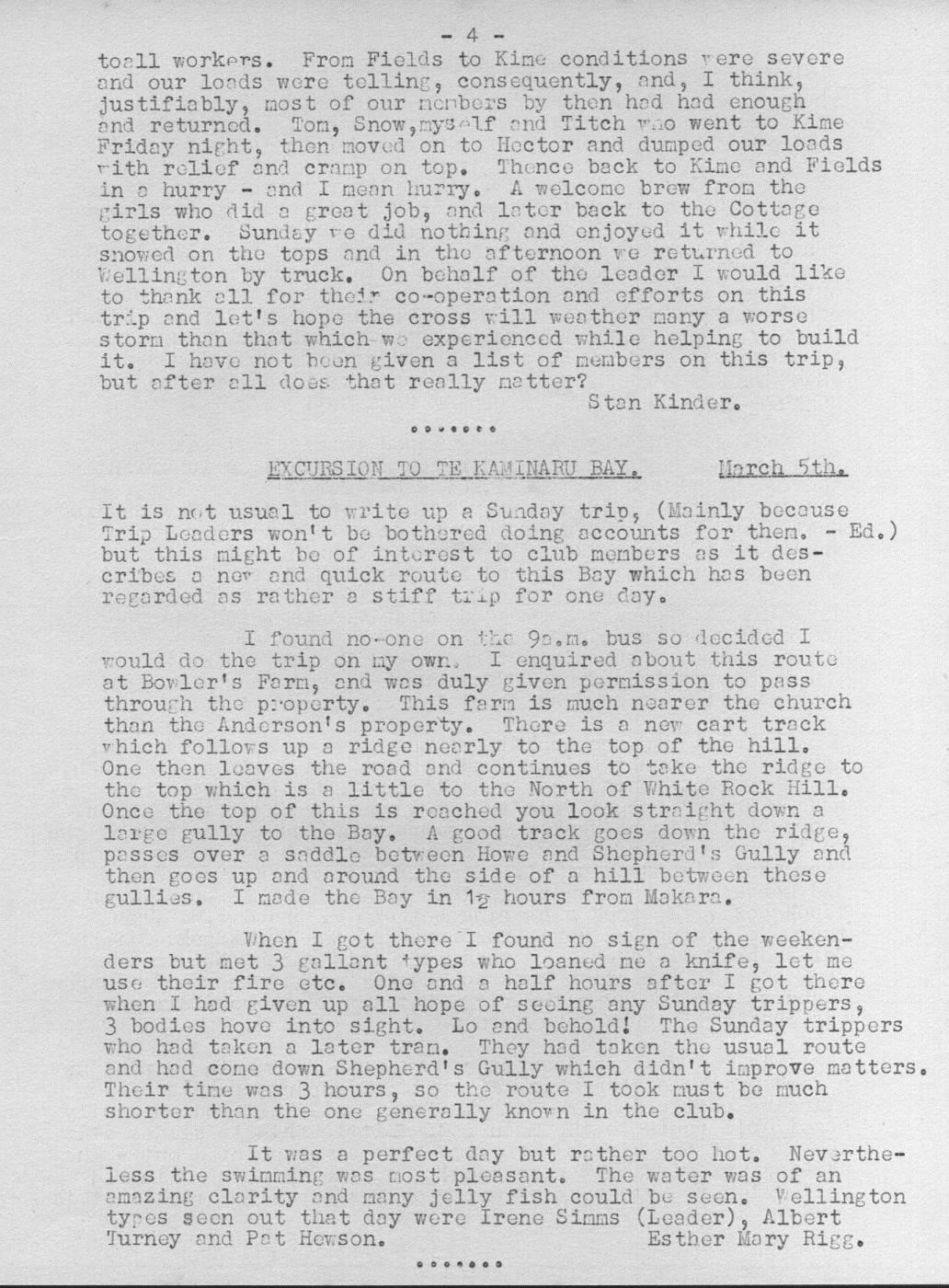 Scanned journal page 2 of 2: Hector Cross Working Party