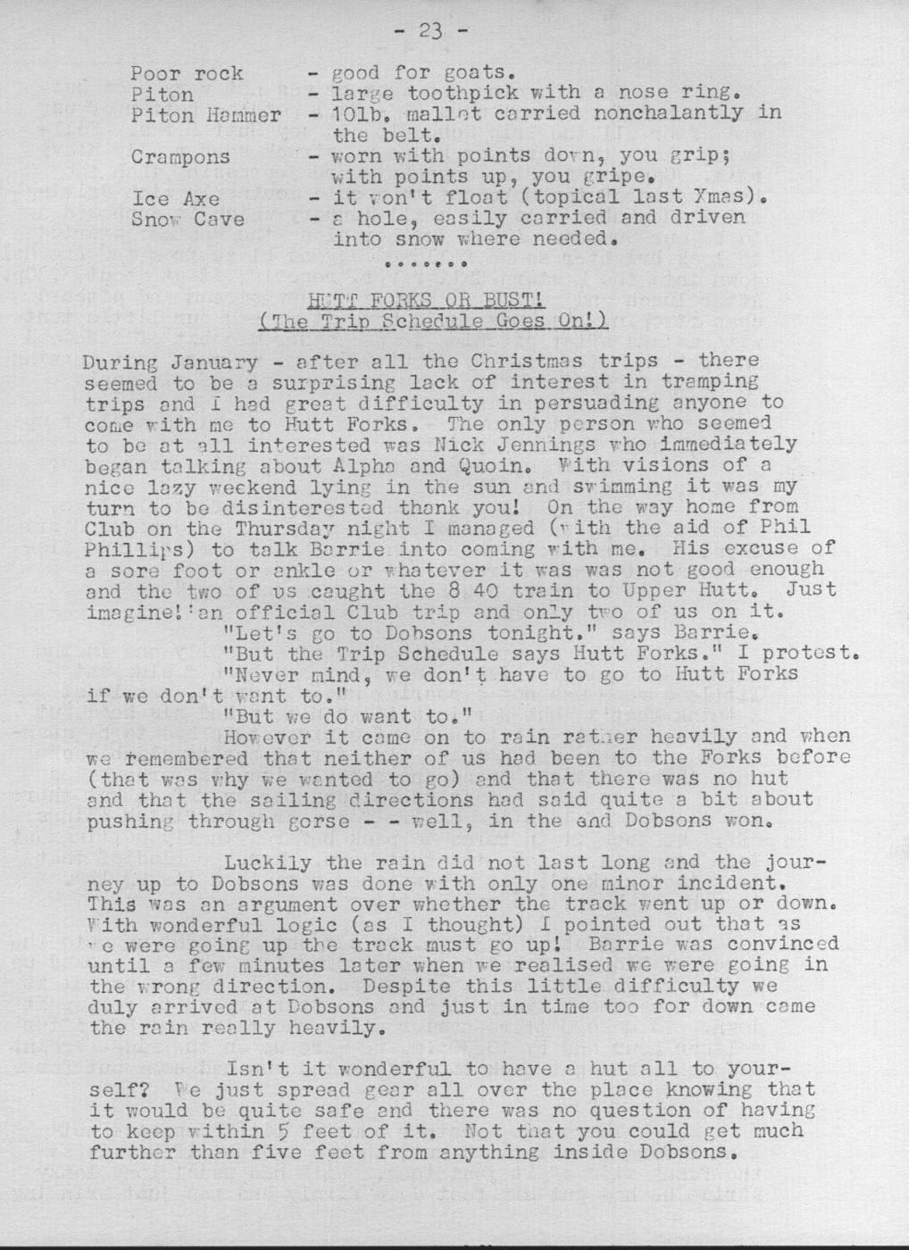 Scanned journal page 1 of 3: Hutt Forks or Bust