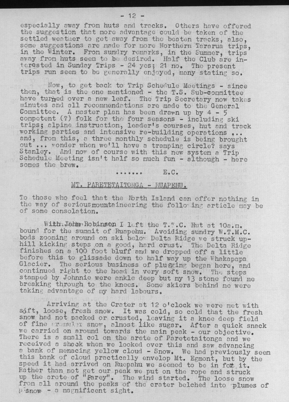 Scanned journal page 1 of 2: Mt Paretetaitonga - Ruapehu