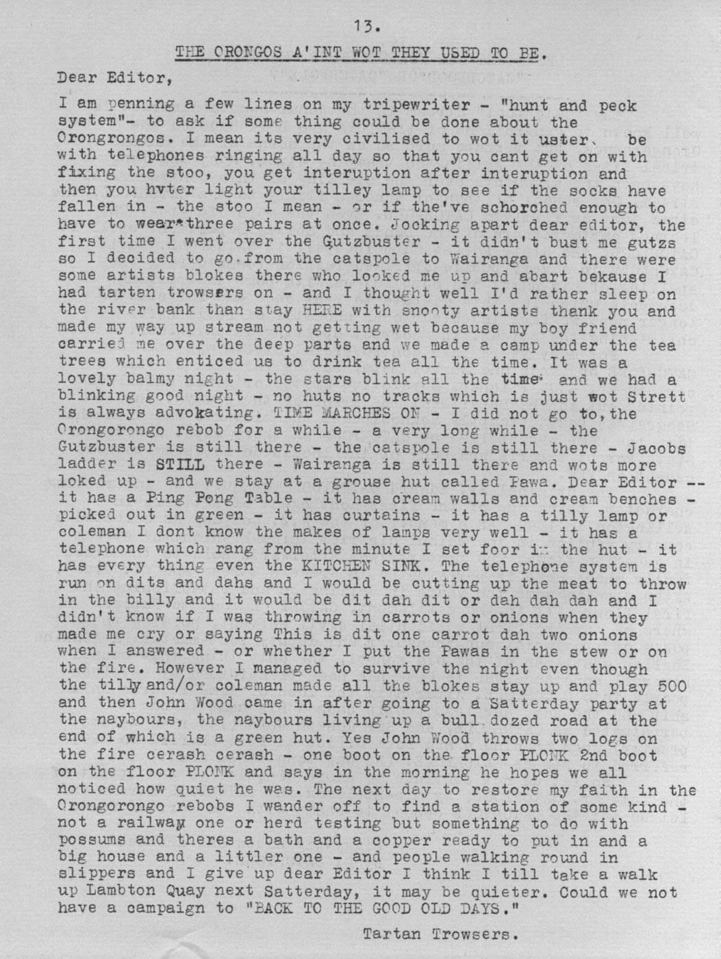 Scanned journal page 1 of 2: The Orongos, They A'int Wot They Used to Be