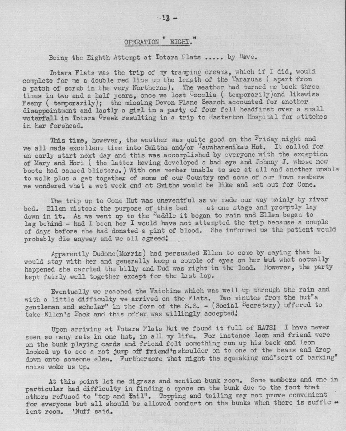 Scanned journal page 1 of 2: Operation Eight: The Eighth Attempt at Totara Flats