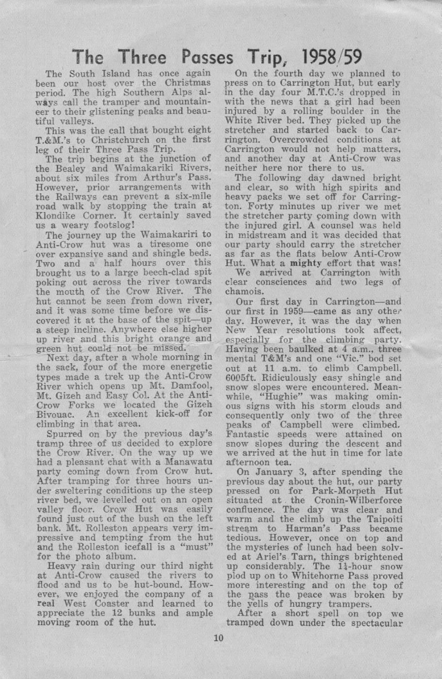 Scanned journal page 1 of 2: The Three Passes Trip, 1958/59