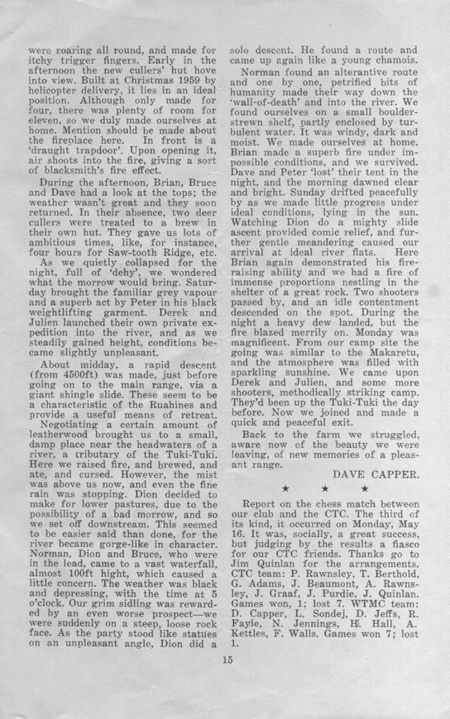 Scanned journal page 2 of 3: Ruahine Reconnaissance, Easter 1960