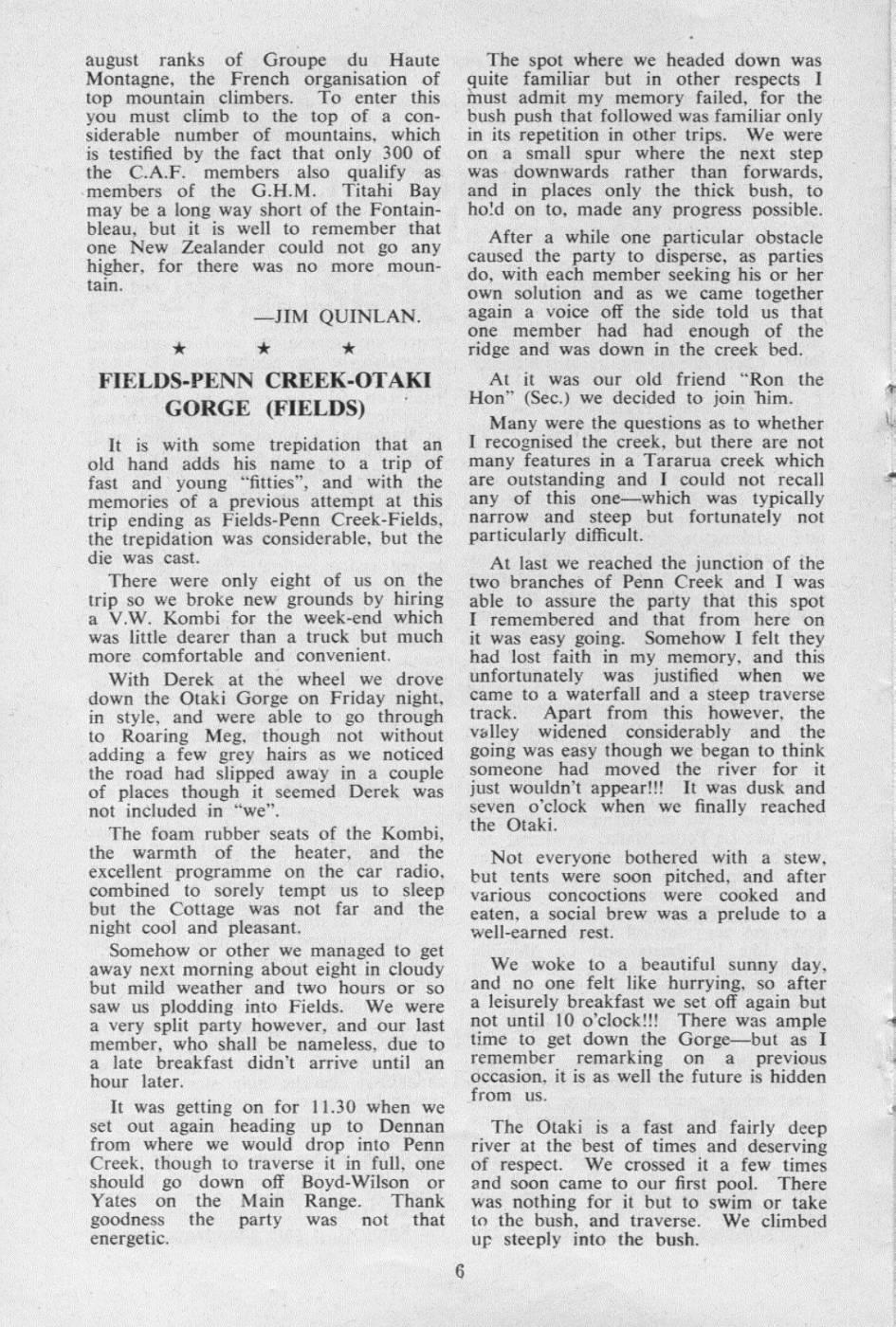 Scanned journal page 1 of 2: Fields - Penn Creek - Ōtaki Gorge