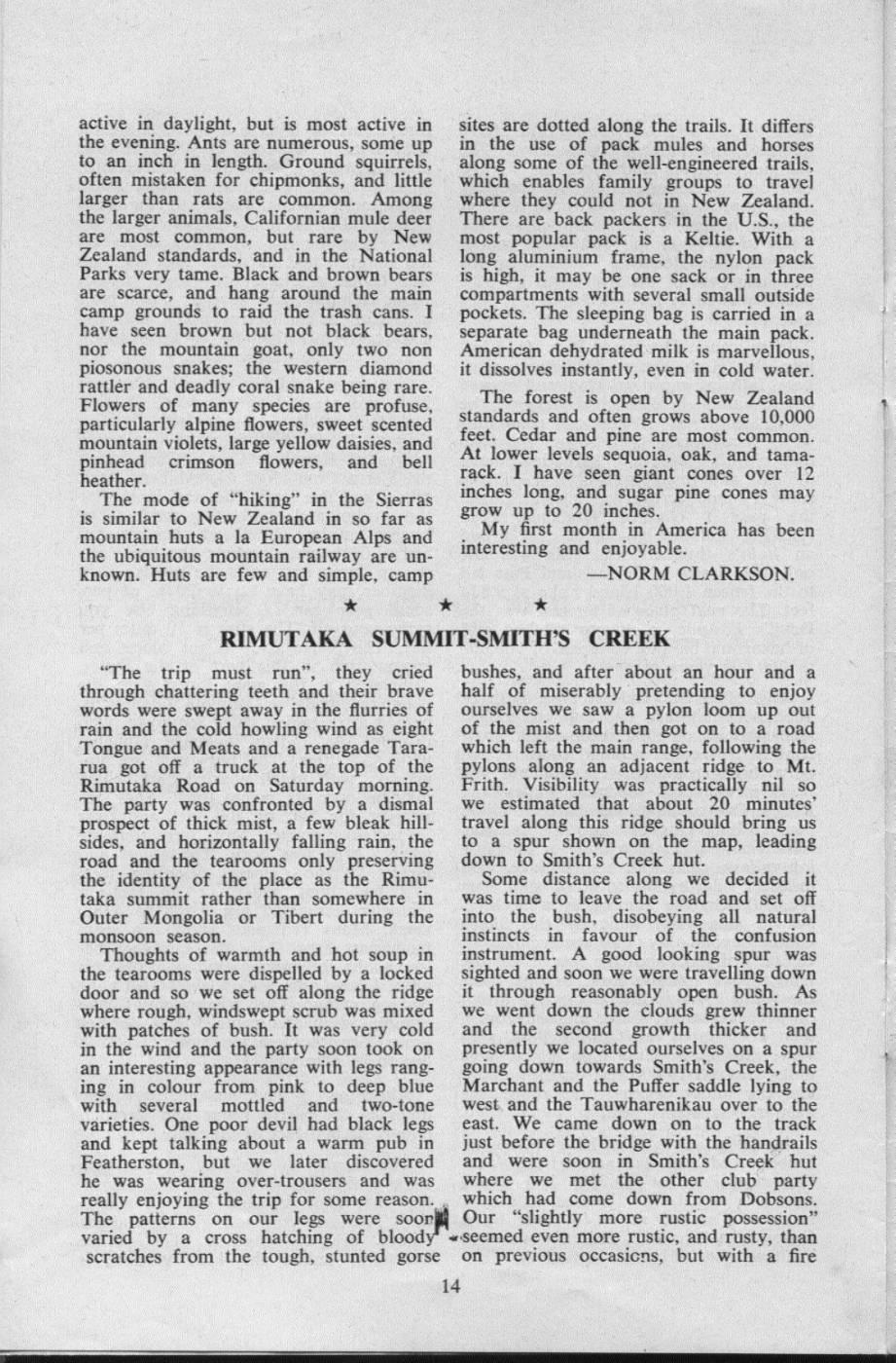 Scanned journal page 1 of 2: Rimutaka Summit - Smith's Creek