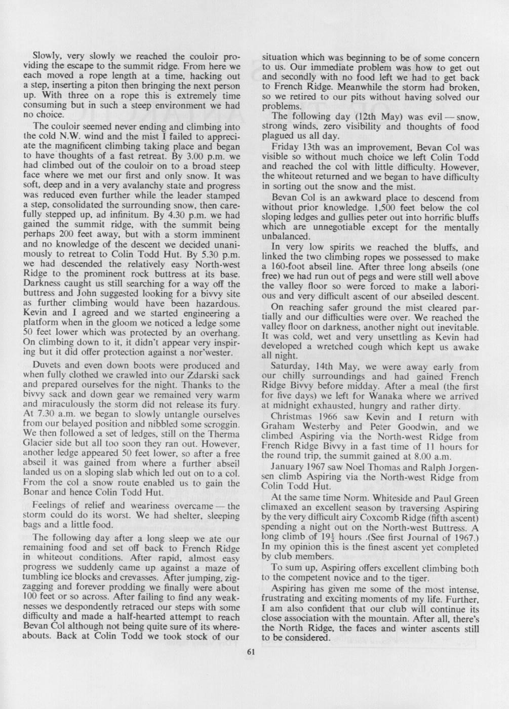 Scanned journal page 2 of 2: Mount Aspiring