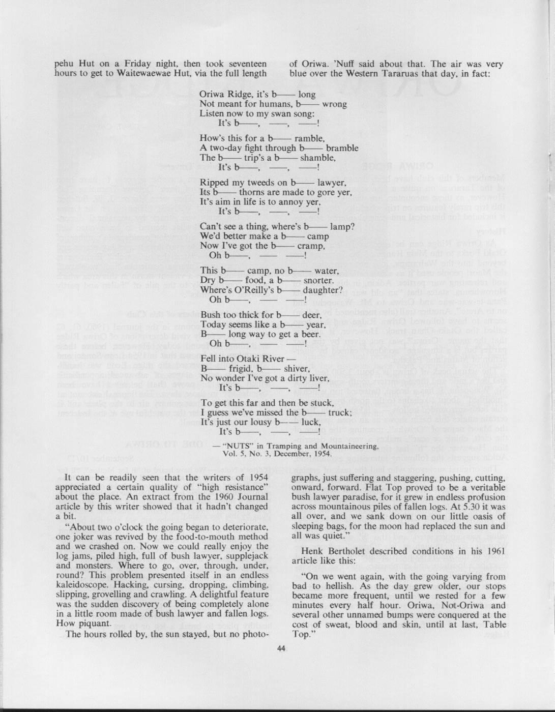 Scanned journal page 2 of 3: Oriwa Ridge: The First Modern Traverse