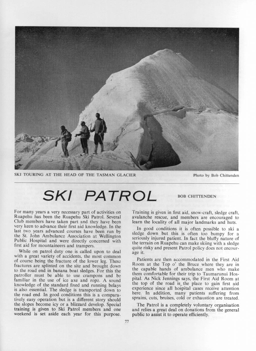 Scanned journal page 1 of 2: Ski Touring at the Head of the Tasman Glacier