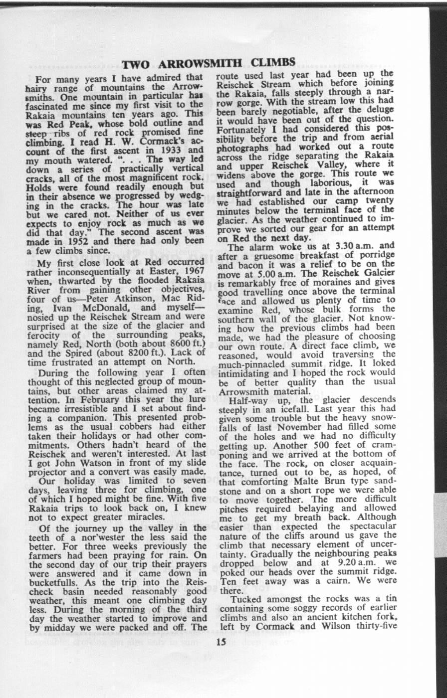 Scanned journal page 1 of 3: Two Arrowsmith Climbs