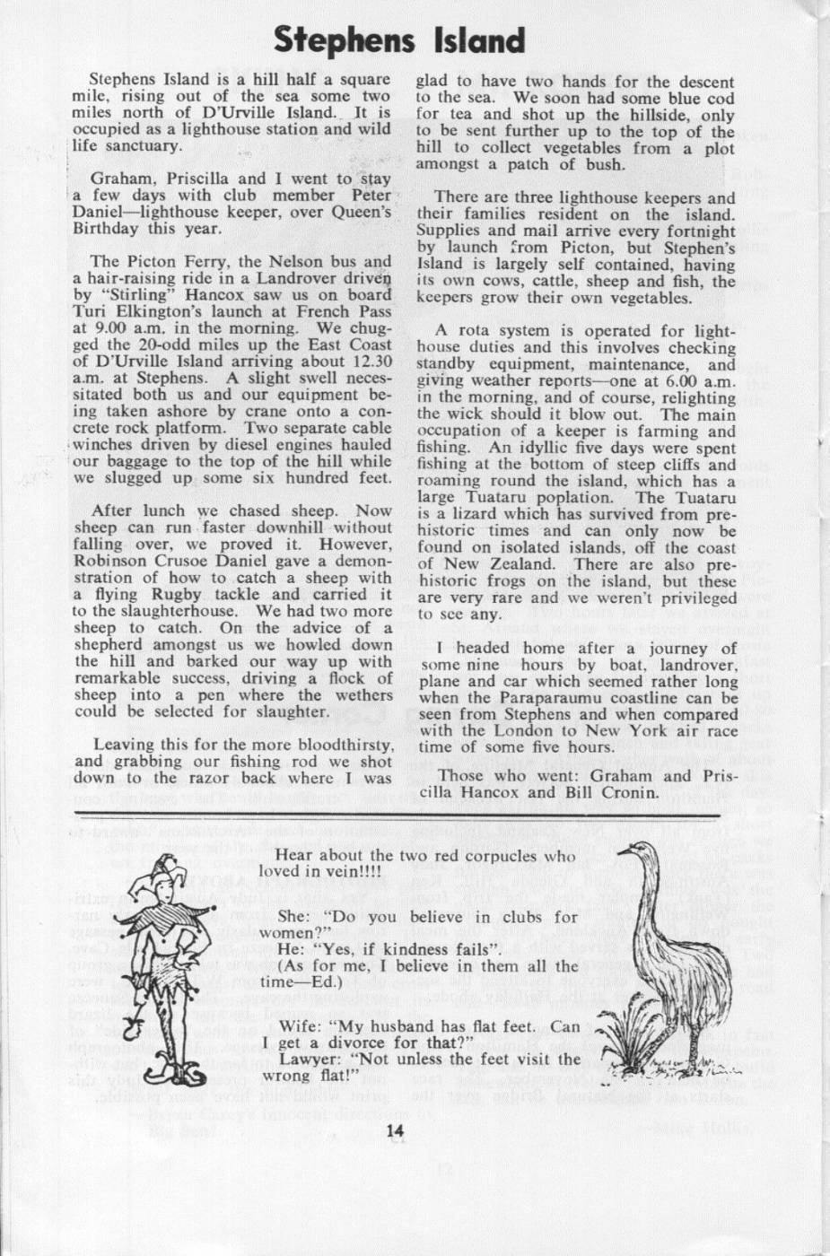 Scanned journal page 1 of 2: Stephens Island