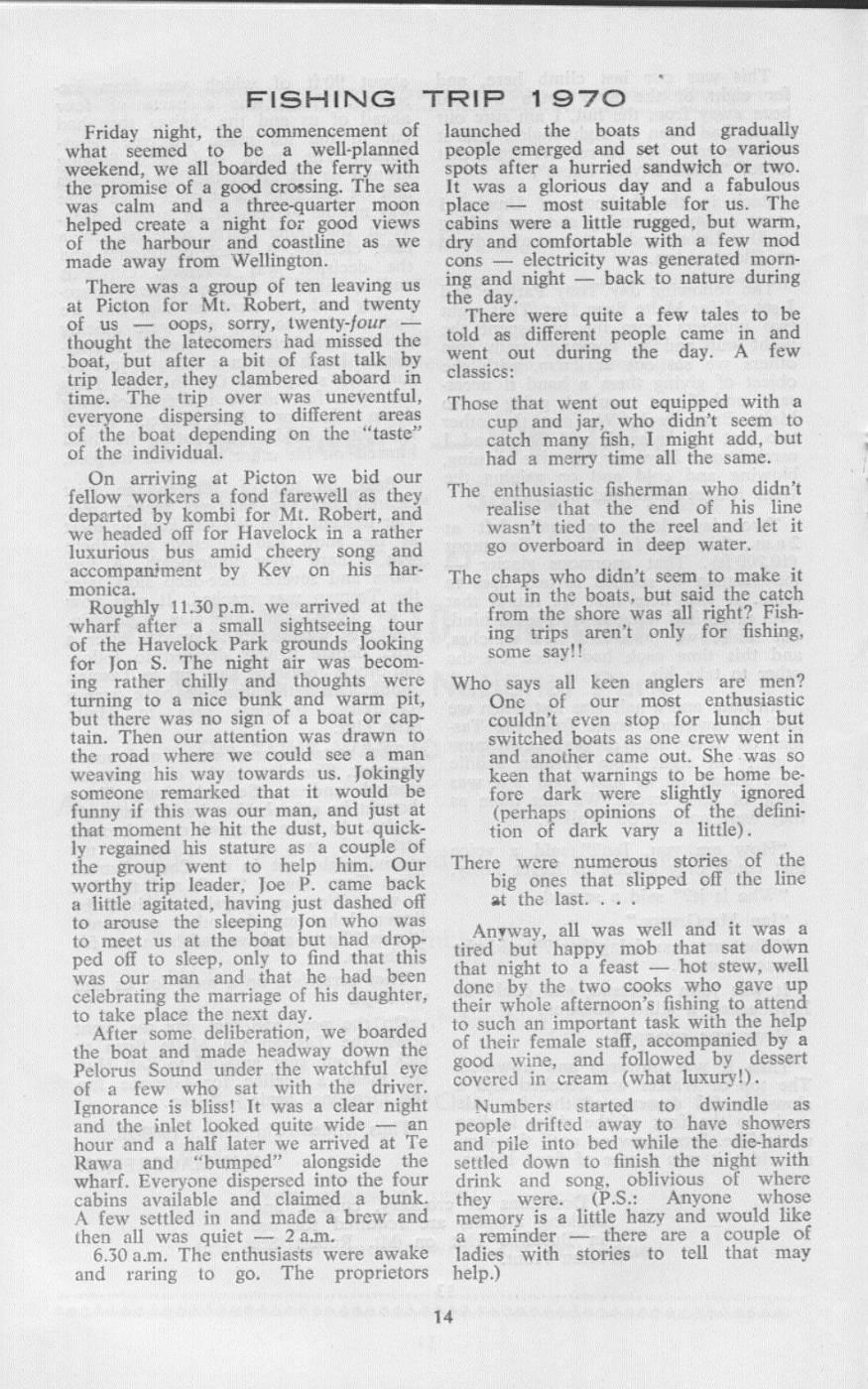 Scanned journal page 1 of 2: Fishing Trip 1970