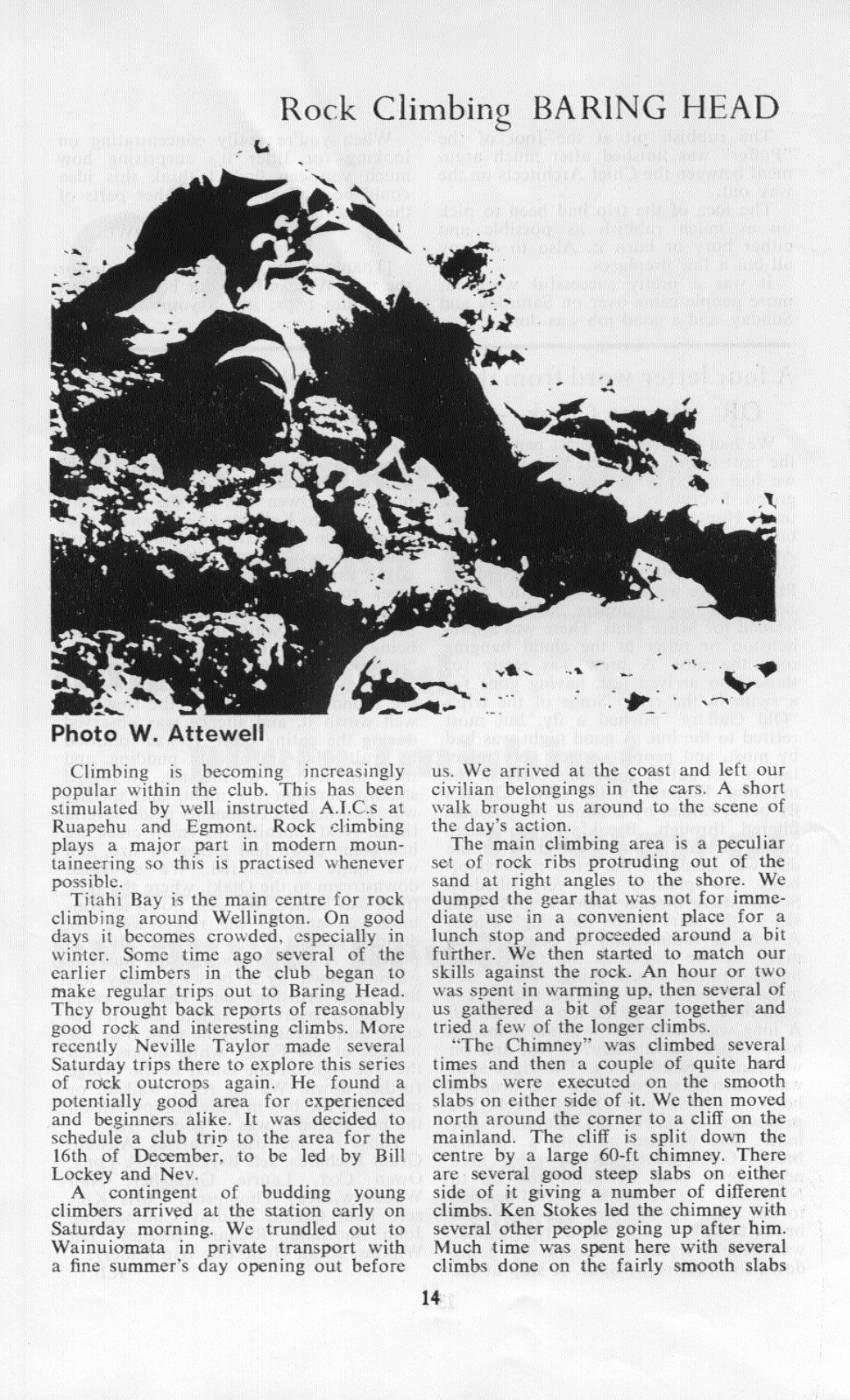 Scanned journal page 1 of 2: Rock Climbing: Baring Head