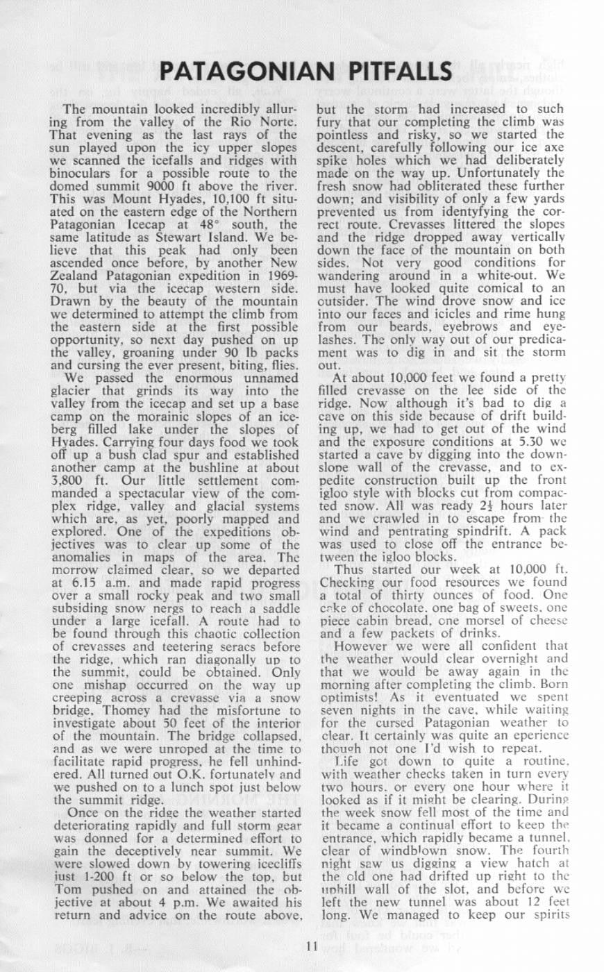 Scanned journal page 1 of 3: Patagonian Pitfalls