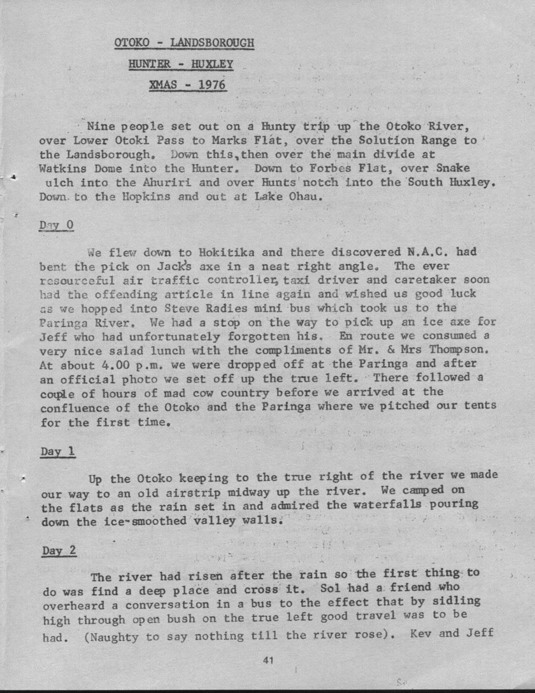 Scanned journal page 1 of 8: Otoko - Landsborough - Hunter - Huxley, Xmas 1976