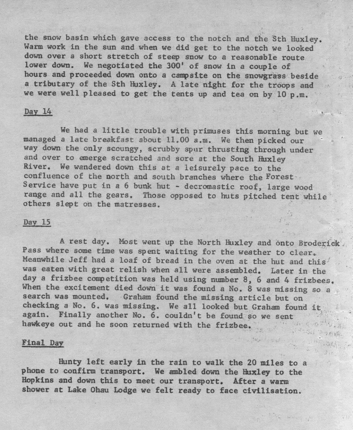 Scanned journal page 6 of 8: Otoko - Landsborough - Hunter - Huxley, Xmas 1976