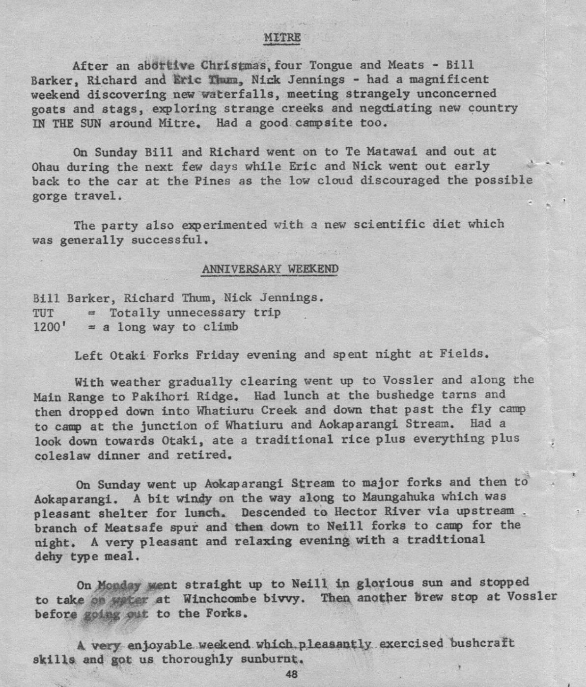 Scanned journal page 8 of 8: Otoko - Landsborough - Hunter - Huxley, Xmas 1976