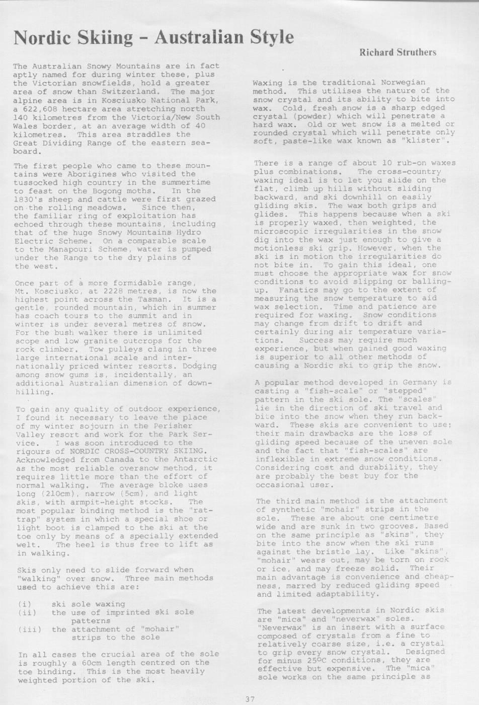 Scanned journal page 1 of 3: Nordic Skiing - Australian Style