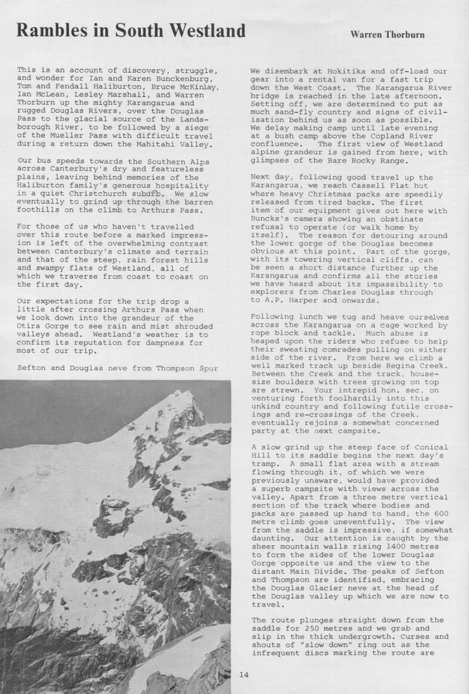 Scanned journal page 1 of 5: Rambles in South Westland