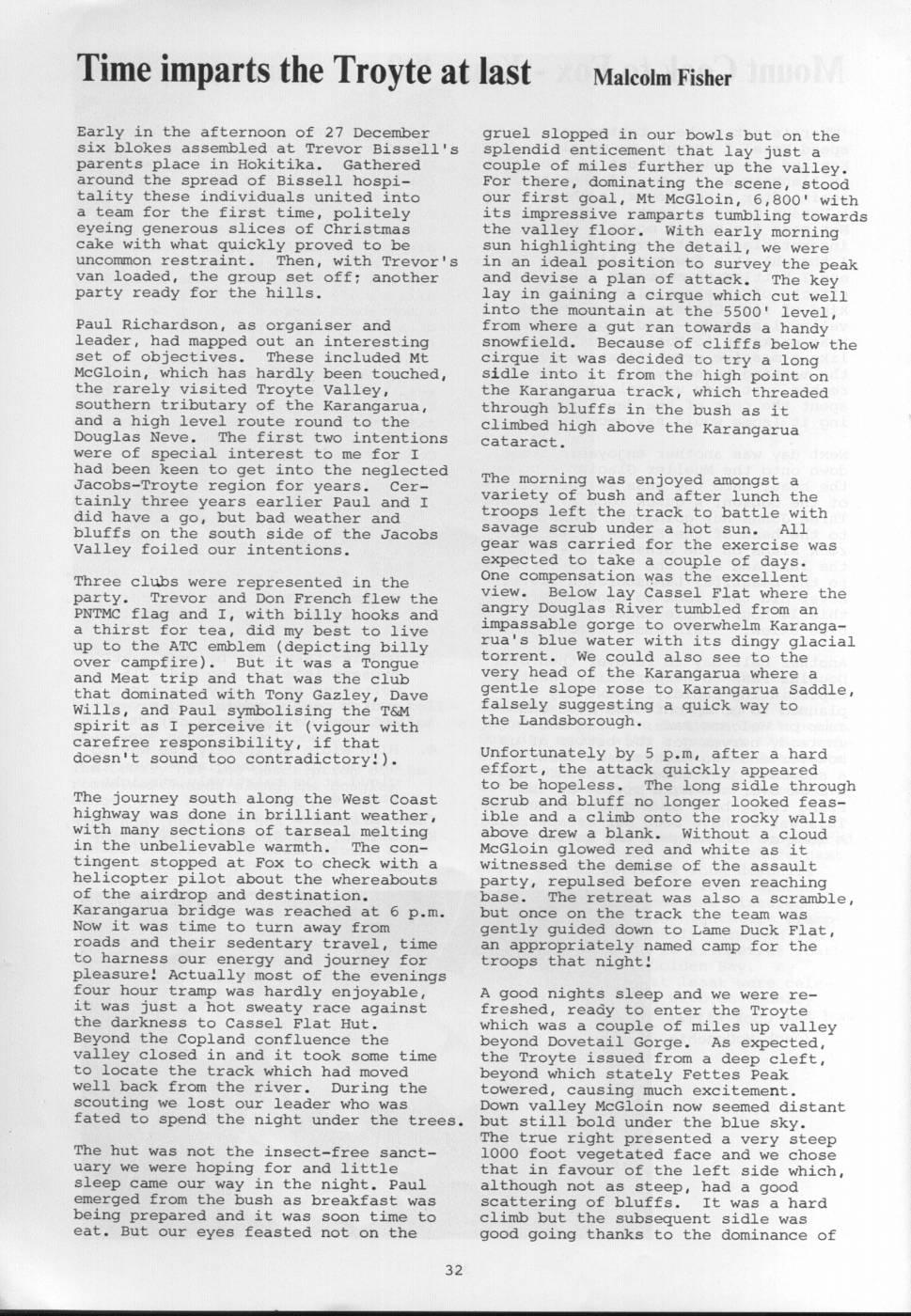 Scanned journal page 2 of 2: Mount Cook to Fox - Xmas '80
