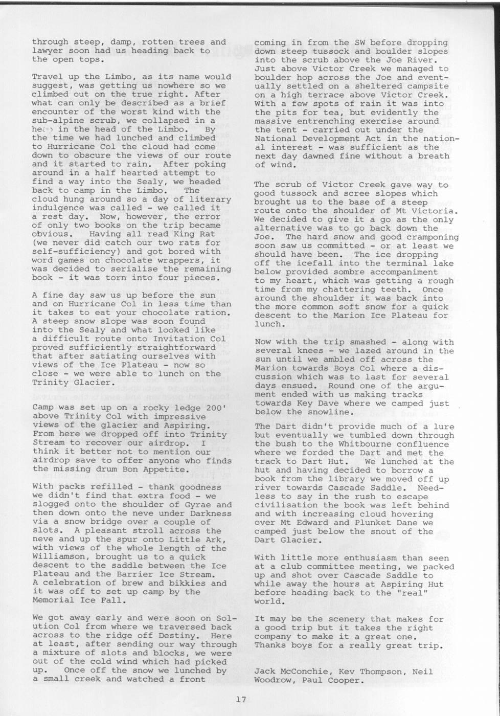 Scanned journal page 2 of 3: Olivine Class of '81