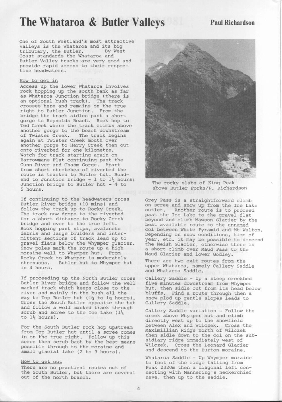 Scanned journal page 1 of 3: The Whataroa and Butler Valleys