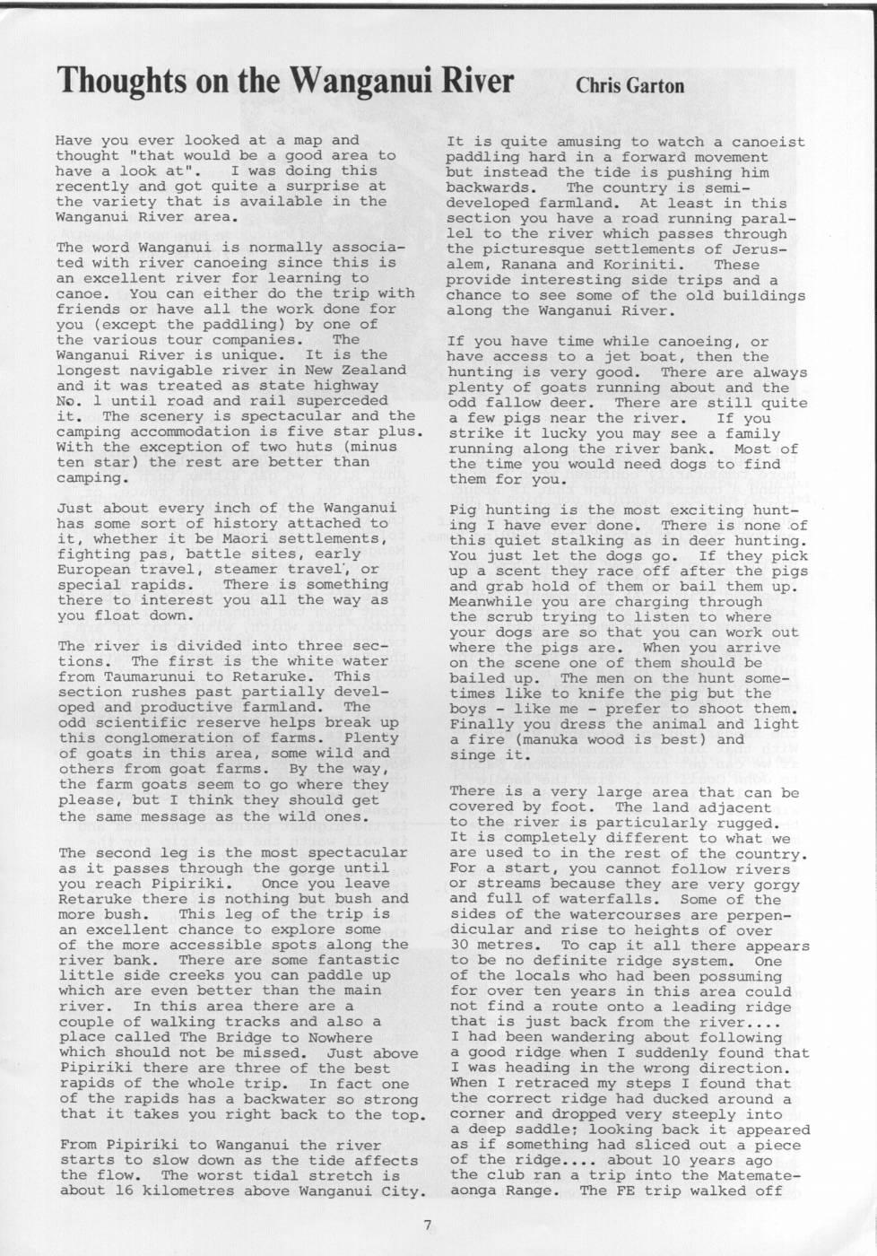 Scanned journal page 1 of 3: Thoughts on the Wanganui River