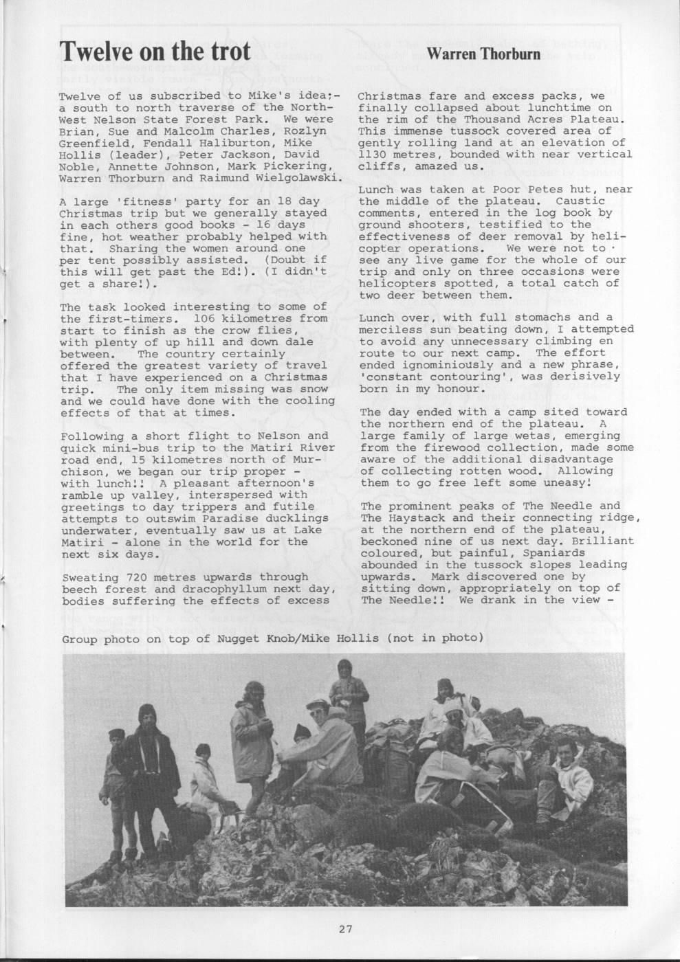 Scanned journal page 1 of 5: Twelve on the trot