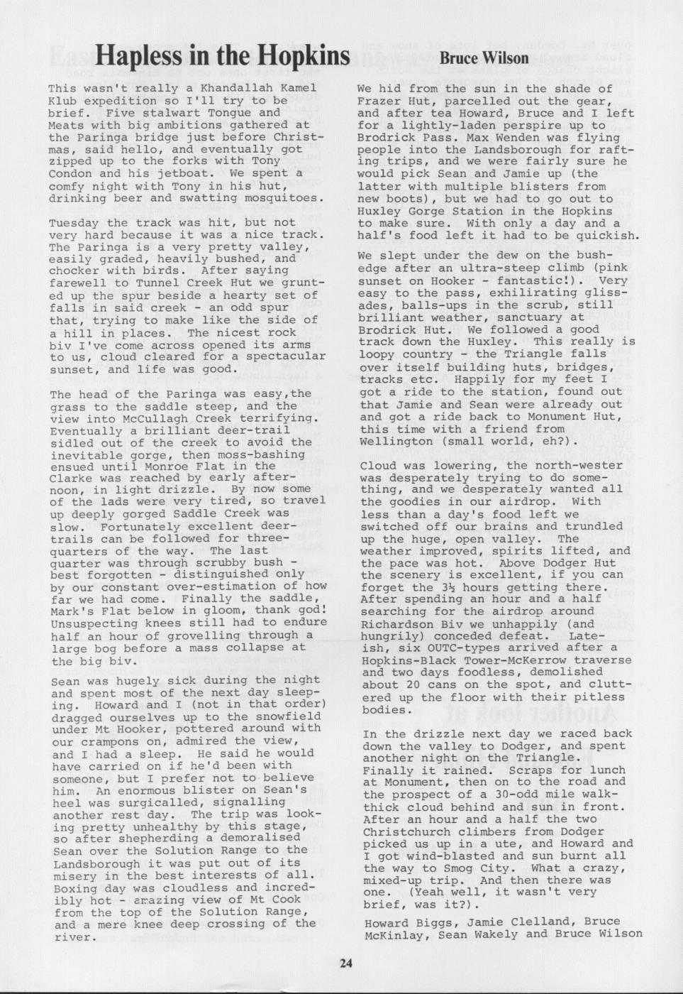 Scanned journal page 1 of 2: Hapless in the Hopkins
