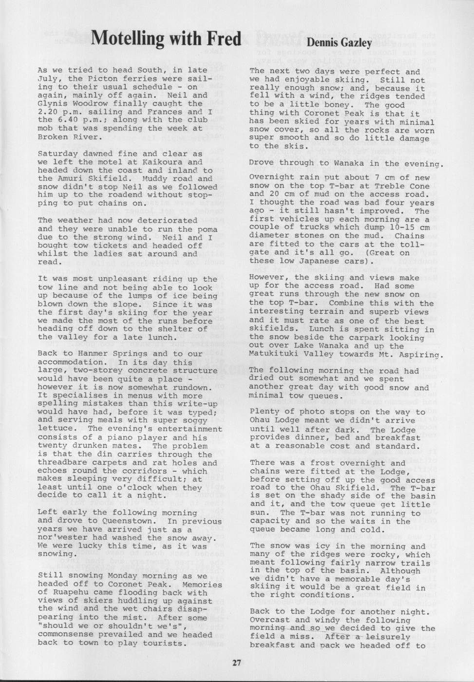 Scanned journal page 1 of 3: Motelling with Fred
