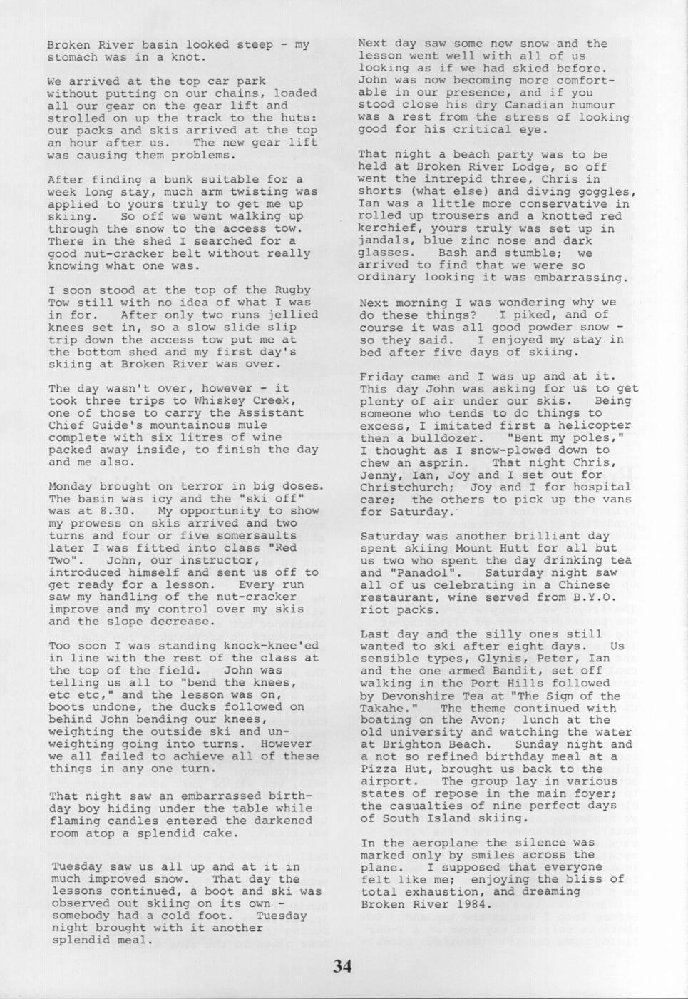 Scanned journal page 2 of 3: Broken Shoulder 1983