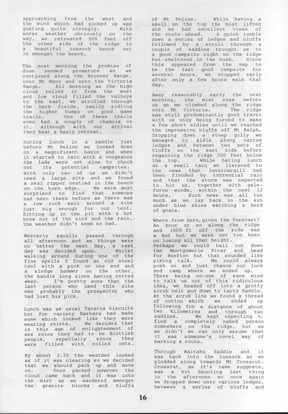 Scanned journal page 2 of 5: Brunner and Victoria Ranges