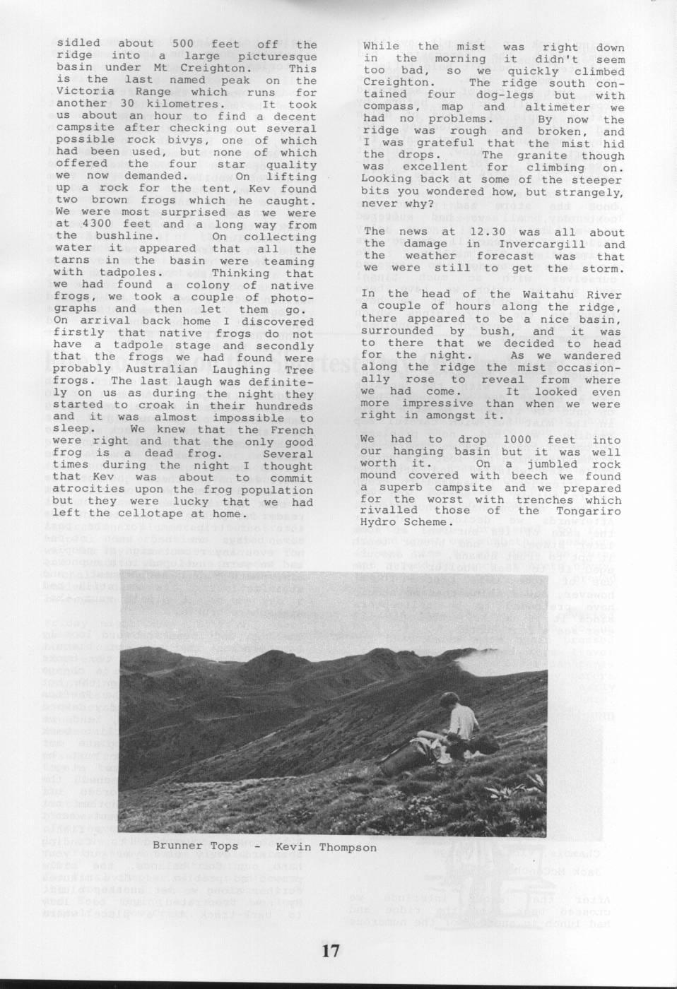 Scanned journal page 3 of 5: Brunner and Victoria Ranges