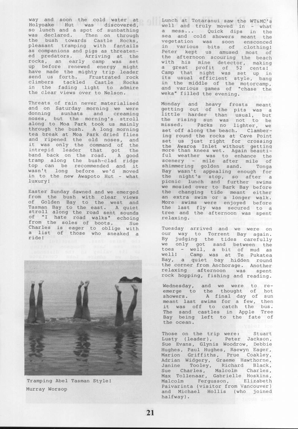 Scanned journal page 2 of 3: Costa de la Tasman