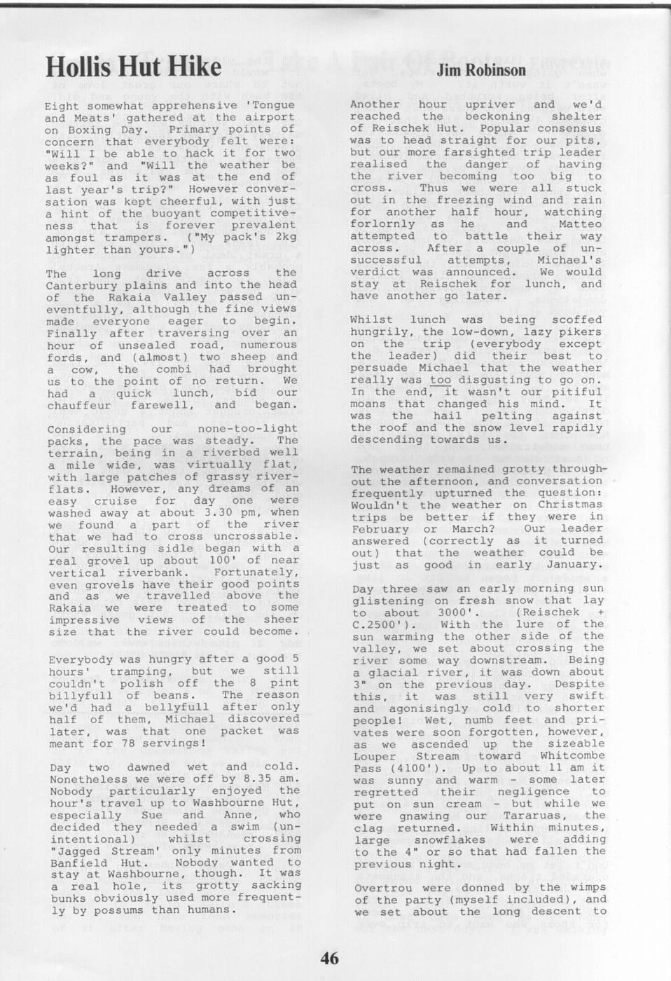 Scanned journal page 1 of 5: Hollis Hut Hike