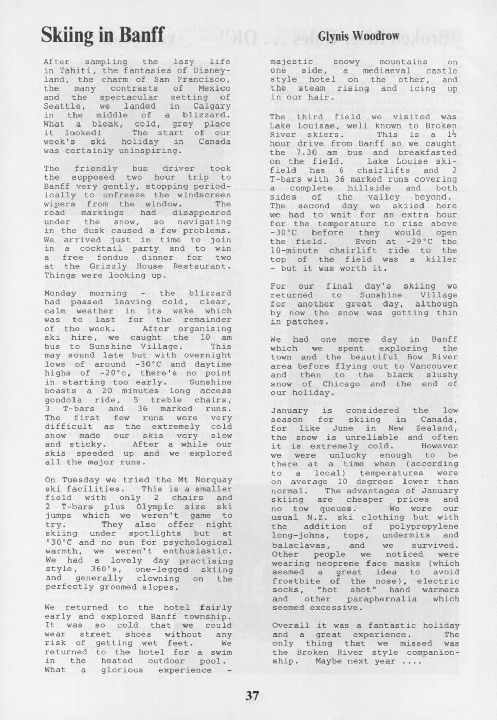 Scanned journal page 1 of 2: Skiing in Banff