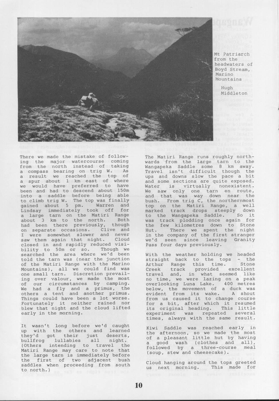 Scanned journal page 2 of 4: Wangapeka Walkabout