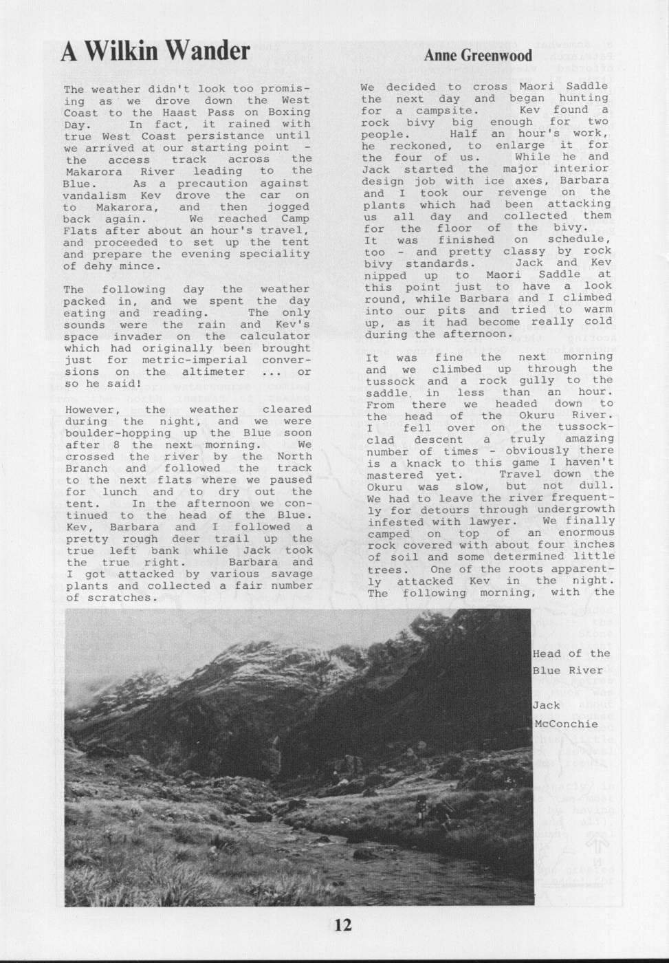 Scanned journal page 4 of 4: Wangapeka Walkabout