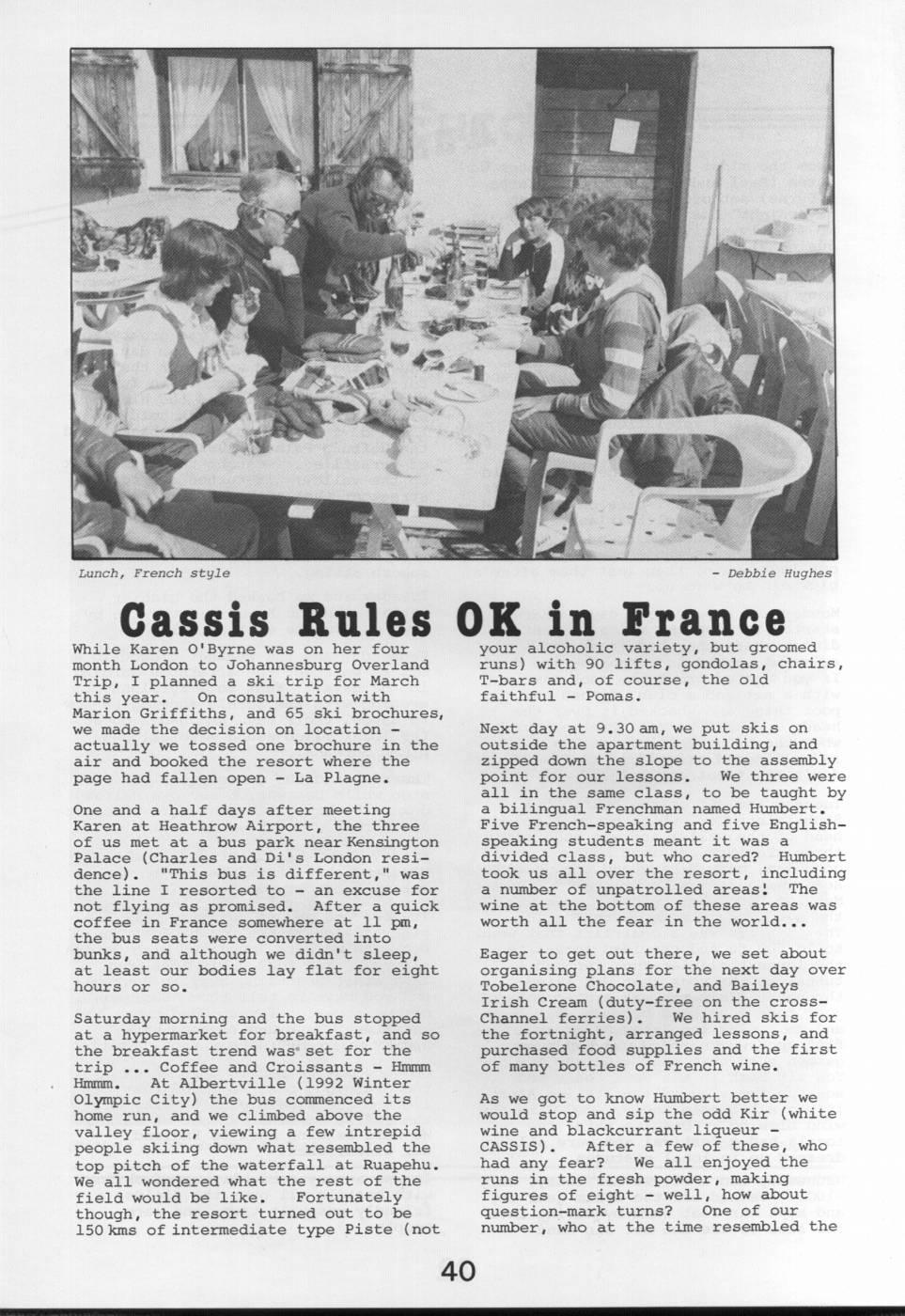 Scanned journal page 1 of 2: Cassis Rules OK in France