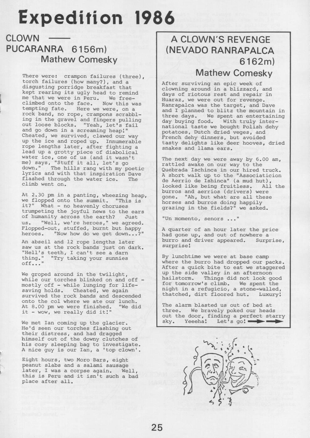Scanned journal page 2 of 8: WTMC Peruvian Expedition 1986