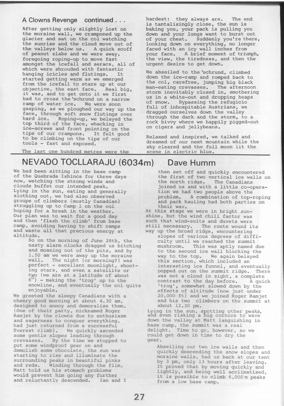 Scanned journal page 4 of 8: WTMC Peruvian Expedition 1986