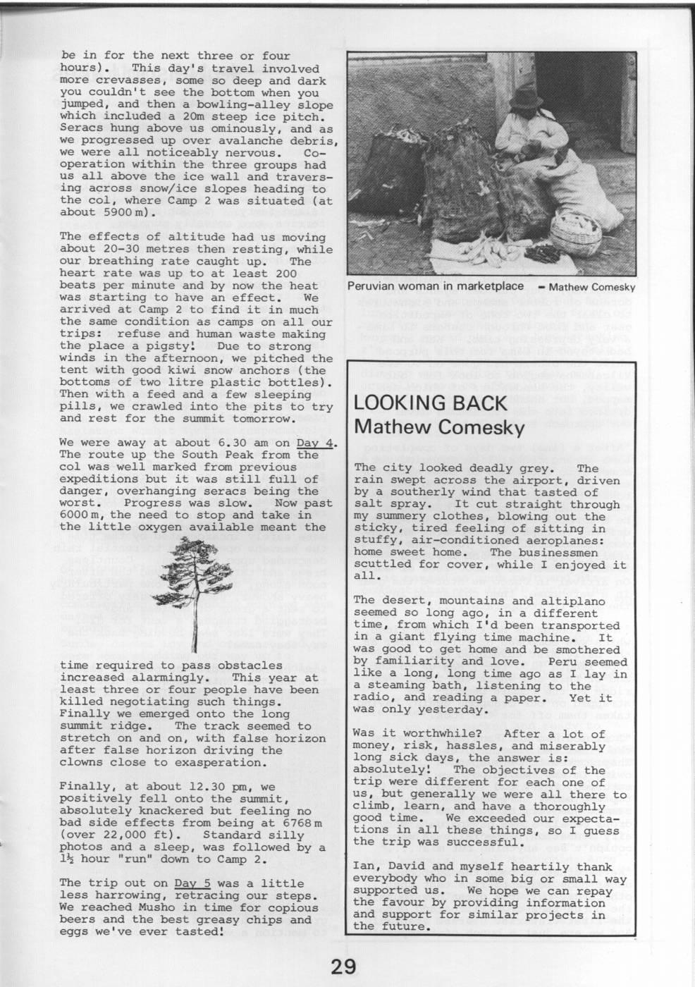 Scanned journal page 6 of 8: WTMC Peruvian Expedition 1986