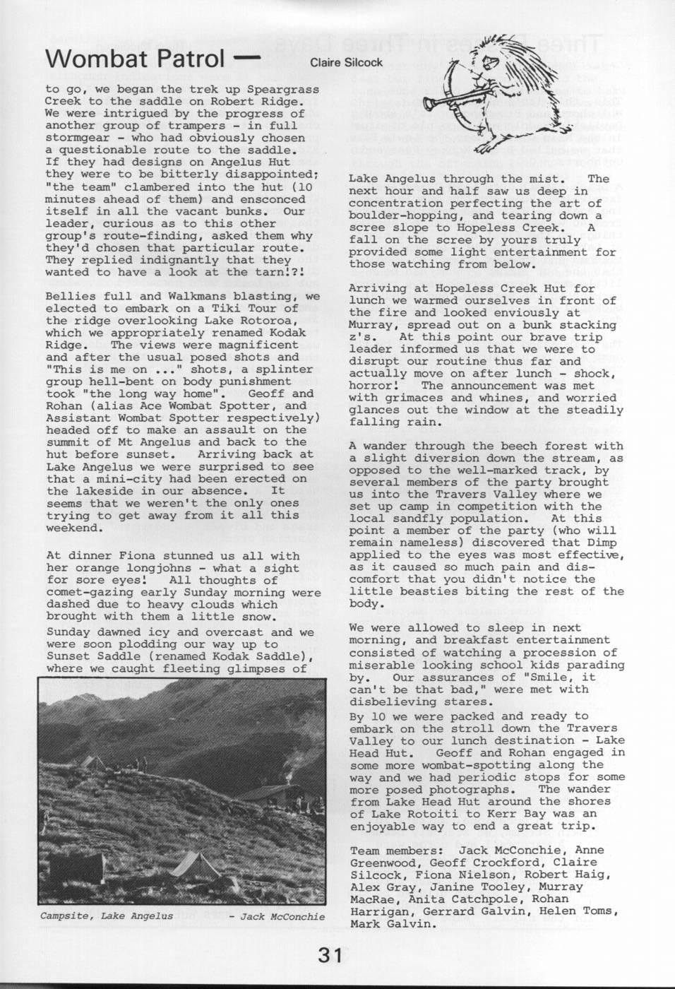 Scanned journal page 8 of 8: WTMC Peruvian Expedition 1986