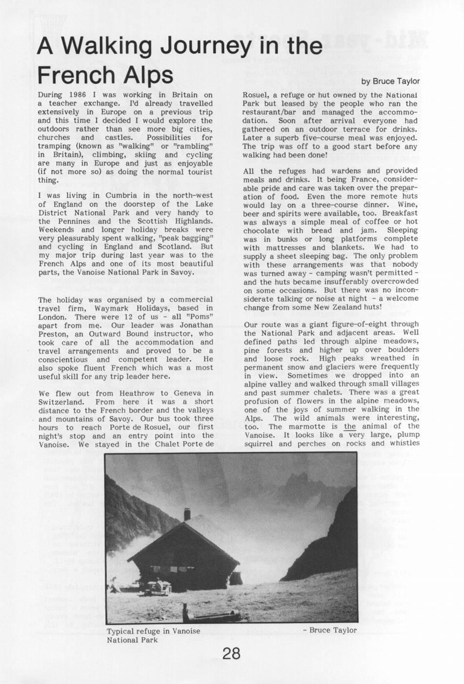 Scanned journal page 1 of 3: A Walking Journey in the French Alps