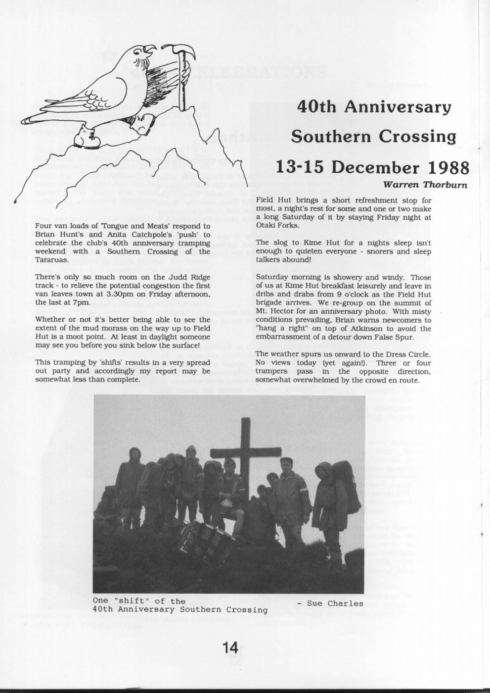 Scanned journal page 1 of 4: 40th Anniversary Southern Crossing